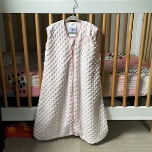 HALO Sleepsack Plush Dot Velboa Wearable Blanket, TOG 1.5, Pink, Medium